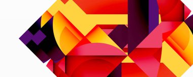 Birleştirilmiş açısal ve eğri şekilli soyut geometrik çizimler, pürüzsüz eğimli dinamik bileşimler ve kalın karşıtlıklar