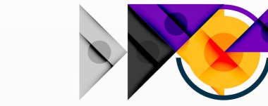 Katmanlı üçgenler, daireler ve gradyanlarla birlikte geometrik soyut tasarım, keskin zıtlıklar ve derinlikle yapılandırılmış bir model oluşturur.