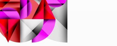 Katmanlı daireler ve açısal segmentlerle modern soyut kompozisyon gradyan, şeffaflık efektleri ve yapılandırılmış geometrik düzen içerir.