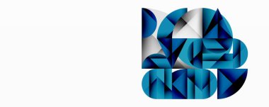 Kesişen daireler, üçgenler, kareler ve keskin açılarla soyut geometrik tasarım gradyan, derinlik ve kontrast içeren katmanlı bir bileşim yaratır.