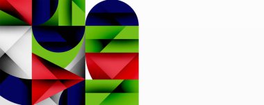 Katmanlı daireler ve açısal segmentlerle modern soyut kompozisyon gradyan, şeffaflık efektleri ve yapılandırılmış geometrik düzen içerir.