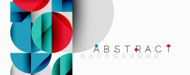 Katmanlı daireler ve açısal segmentlerle modern soyut kompozisyon gradyan, şeffaflık efektleri ve yapılandırılmış geometrik düzen içerir.