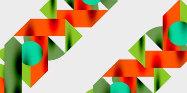 Dinamik geometrik bir kompozisyonda daireler, çizgiler ve üçgenler içeren modern soyut bir arkaplan. Tarz, teknoloji veya yaratıcı temalı tasarımlar için mükemmel.