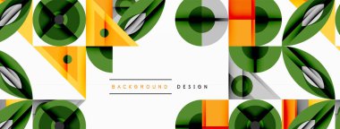 Keskin açılı dinamik geometrik bileşim, dairesel biçimler ve eğim renkleri