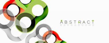 Üst üste binen dairesel ve tüp şekilli soyut daire ögesi bileşimi, pürüzsüz gradyanlar, şeffaflık efektleri ve dinamik katman