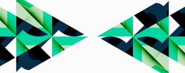 Birbirine kenetlenmiş dairesel ve açısal şekillerle soyut geometrik bileşim, pürüzsüz gradyanlar ve beyaz arkaplan üzerinde keskin karşıtlıklar