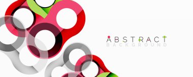 Birbirine kenetlenmiş dairesel ve tüp şekilli soyut geometrik desenler, pürüzsüz gradyanlar, keskin zıtlıklar ve dinamik katmanlar içerir.