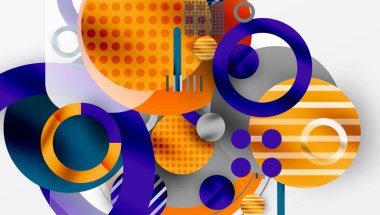 Üstüste binen Şeffaf Geometrik Şekillerle Soyut Çember Tasarımı