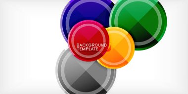 Arka plan - çok renkli daireler, trendy en az geometrik tasarım, vektör çizim