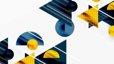 Üstüste binen Şeffaf Üçgenler ve Çemberlerle Modern Soyut Tasarım