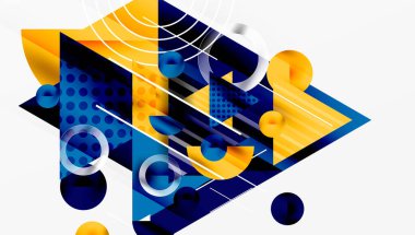 Parlak soyut arkaplan - parlak eğim tonlarıyla katmanlı üçgenler. Yarı şeffaf şekiller derinlik ve çağdaş estetik ekler