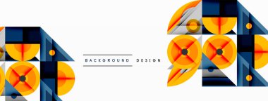 Keskin açılı dinamik geometrik bileşim, dairesel biçimler ve eğim renkleri