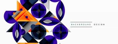 Keskin açılı dinamik geometrik bileşim, dairesel biçimler ve eğim renkleri