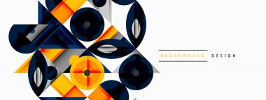 Keskin açılı dinamik geometrik bileşim, dairesel biçimler ve eğim renkleri