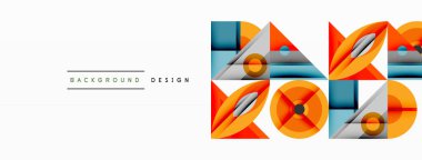 Keskin açılı dinamik geometrik bileşim, dairesel biçimler ve eğim renkleri