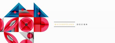 Keskin açılı dinamik geometrik bileşim, dairesel biçimler ve eğim renkleri