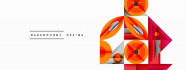 Kesişen şekiller, daireler, üçgenler ve gradyanlar ile geometrik soyut bileşim, canlı renkleri ve dinamik karşıtlıkları harmanlayarak modern, geleceksel bir görsel tasarım yaratmak için