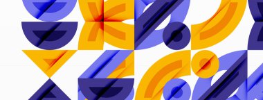 Dairesel ve yuvarlak elementlerin yer aldığı soyut geometrik arkaplan. Kalın kontrast, pürüzsüz gradyanlar, dinamik kompozisyon, fütüristik stil