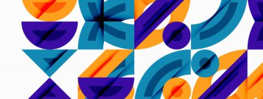 Dairesel ve yuvarlak elementlerin yer aldığı soyut geometrik arkaplan. Kalın kontrast, pürüzsüz gradyanlar, dinamik kompozisyon, fütüristik stil