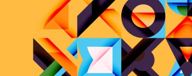 Minimum geometrik soyut arkaplan. Çember kare ve üçgen tasarımı