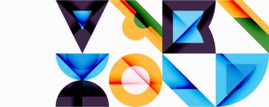 Minimum geometrik soyut arkaplan. Çember kare ve üçgen tasarımı