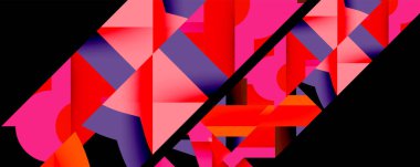 Daireler, yarı daireler, kareler ve yuvarlak üçgenler. Duvar kağıdı, afiş, arkaplan, kart, kitap illüstrasyonu, iniş sayfası için geometrik mozaik mozaik desen soyut arkaplan