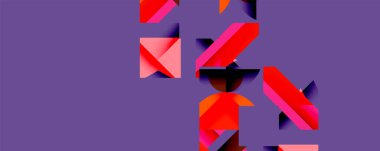 Daireler, yarı daireler, kareler ve yuvarlak üçgenler. Duvar kağıdı, afiş, arkaplan, kart, kitap illüstrasyonu, iniş sayfası için geometrik mozaik mozaik desen soyut arkaplan