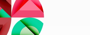 Daireler, yarı daireler, kareler ve yuvarlak üçgenler. Duvar kağıdı, afiş, arkaplan, kart, kitap illüstrasyonu, iniş sayfası için geometrik mozaik mozaik desen soyut arkaplan