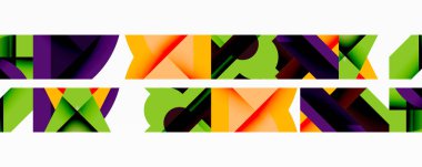 Daireler, yarı daireler, kareler ve yuvarlak üçgenler. Duvar kağıdı, afiş, arkaplan, kart, kitap illüstrasyonu, iniş sayfası için geometrik mozaik mozaik desen soyut arkaplan