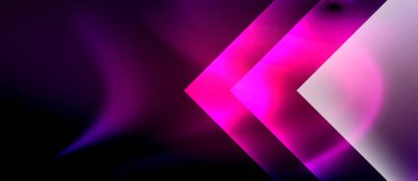 Neon ışıklı, soyut arkaplana sahip cam kareler