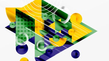 Parlak soyut arkaplan - parlak eğim tonlarıyla katmanlı üçgenler. Yarı şeffaf şekiller derinlik ve çağdaş estetik ekler