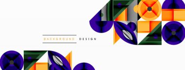 Keskin açılı dinamik geometrik bileşim, dairesel biçimler ve eğim renkleri