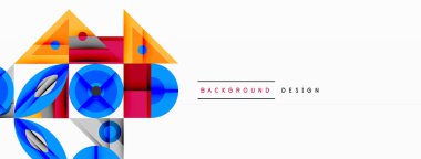 Keskin açılı dinamik geometrik bileşim, dairesel biçimler ve eğim renkleri