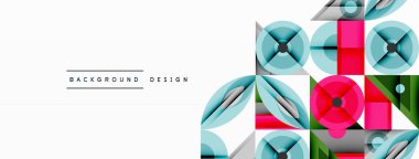 Keskin açılı dinamik geometrik bileşim, dairesel biçimler ve eğim renkleri