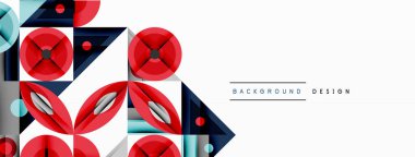 Kesişen şekiller, daireler, üçgenler ve gradyanlar ile geometrik soyut bileşim, canlı renkleri ve dinamik karşıtlıkları harmanlayarak modern, geleceksel bir görsel tasarım yaratmak için