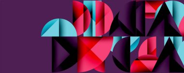 Çemberler ve üçgenlerin kesiştiği soyut geometrik desen. Yüksek kontrastlı kompozisyon derinlik yaratır ve dinamik, modern estetik