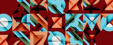 Minimum geometrik soyut arkaplan. Çember kare ve üçgen tasarımı