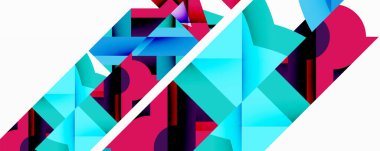 Daireler, yarı daireler, kareler ve yuvarlak üçgenler. Duvar kağıdı, afiş, arkaplan, kart, kitap illüstrasyonu, iniş sayfası için geometrik mozaik mozaik desen soyut arkaplan