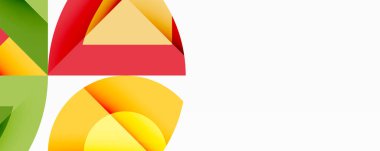 Daireler, yarı daireler, kareler ve yuvarlak üçgenler. Duvar kağıdı, afiş, arkaplan, kart, kitap illüstrasyonu, iniş sayfası için geometrik mozaik mozaik desen soyut arkaplan