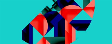 Birleştirilmiş açısal ve eğri şekilli soyut geometrik çizimler, pürüzsüz eğimli dinamik bileşimler ve kalın karşıtlıklar