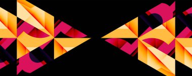 Birleştirilmiş açısal ve eğri şekilli soyut geometrik çizimler, pürüzsüz eğimli dinamik bileşimler ve kalın karşıtlıklar