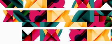 Birleştirilmiş açısal ve eğri şekilli soyut geometrik çizimler, pürüzsüz eğimli dinamik bileşimler ve kalın karşıtlıklar