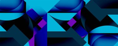 Daireler, yarı daireler, kareler ve yuvarlak üçgenler. Duvar kağıdı, afiş, arkaplan, kart, kitap illüstrasyonu, iniş sayfası için geometrik mozaik mozaik desen soyut arkaplan