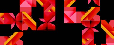 Birbirine kenetlenmiş dairesel ve açısal şekillerle soyut geometrik bileşim, pürüzsüz gradyanlar ve beyaz arkaplan üzerinde keskin karşıtlıklar