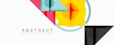 Kesişen üçgenler, daireler ve gradyanlarla soyut geometrik bileşim, derinlik ve kontrastla dinamik bir katman oluşturur.