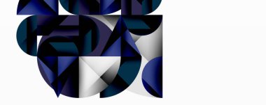 Katmanlı daireler ve açısal segmentlerle modern soyut kompozisyon gradyan, şeffaflık efektleri ve yapılandırılmış geometrik düzen içerir.