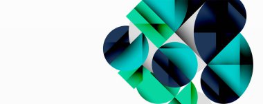 Katmanlı daireler ve açısal segmentlerle modern soyut kompozisyon gradyan, şeffaflık efektleri ve yapılandırılmış geometrik düzen içerir.