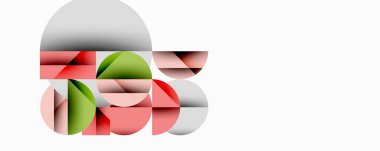 Katmanlı daireler ve açısal segmentlerle modern soyut kompozisyon gradyan, şeffaflık efektleri ve yapılandırılmış geometrik düzen içerir.