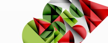 Üst üste binen daireler ve gradyanlarla soyut geometrik çizimler, daire kare üçgen şekilleri arka plan şekilleri keskin açısal kesikler, pürüzsüz gölgeleme ve yapılandırılmış katman bileşimi