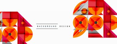 Kesişen şekiller, daireler, üçgenler ve gradyanlar ile geometrik soyut bileşim, canlı renkleri ve dinamik karşıtlıkları harmanlayarak modern, geleceksel bir görsel tasarım yaratmak için